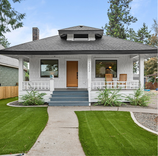 Artificial turf on a residential area.