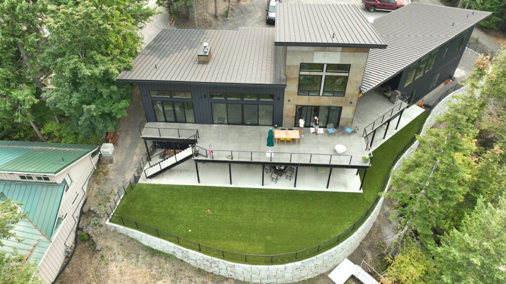 Hayden lake waterfront artificial turf.